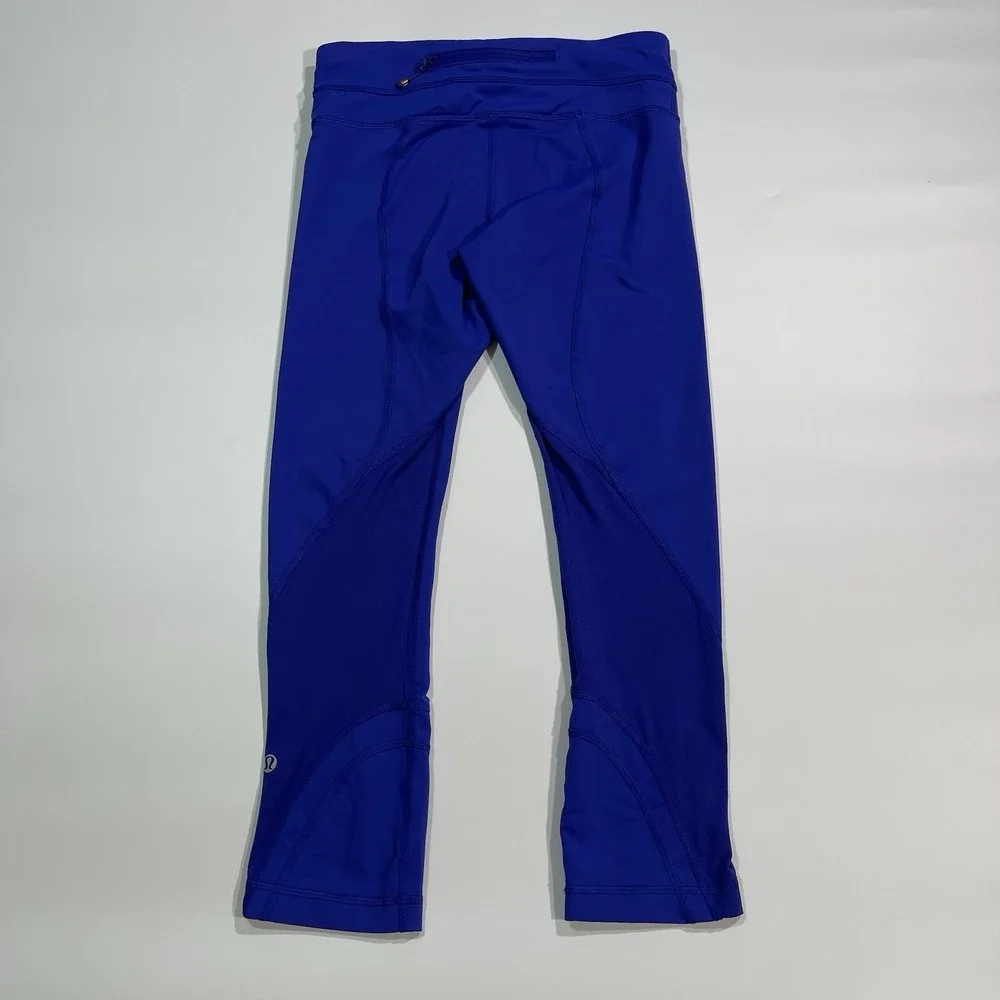 Lululemon Blue Capri Athletic Yoga Leggings Pockets‎ Size 4 Workout